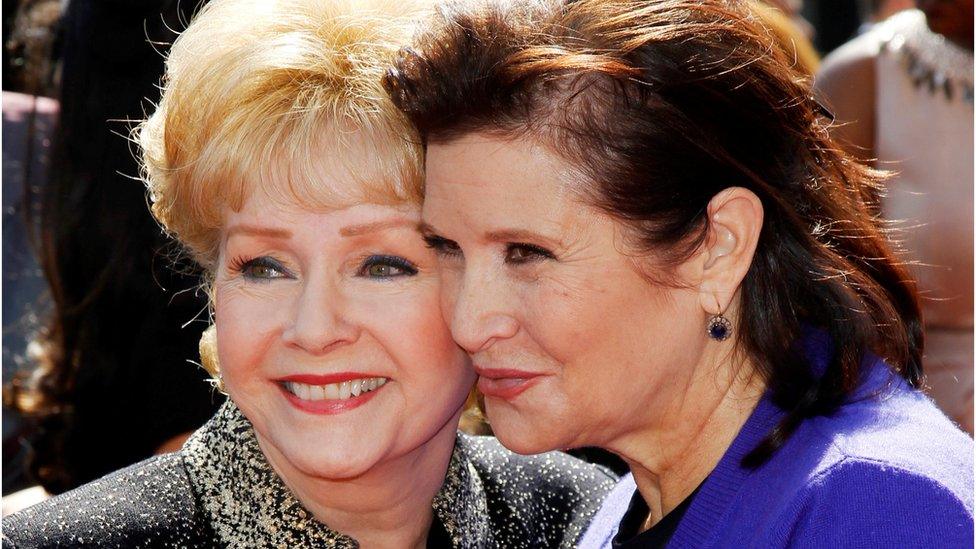 Debbie Reynolds and Carrie Fisher in 2011