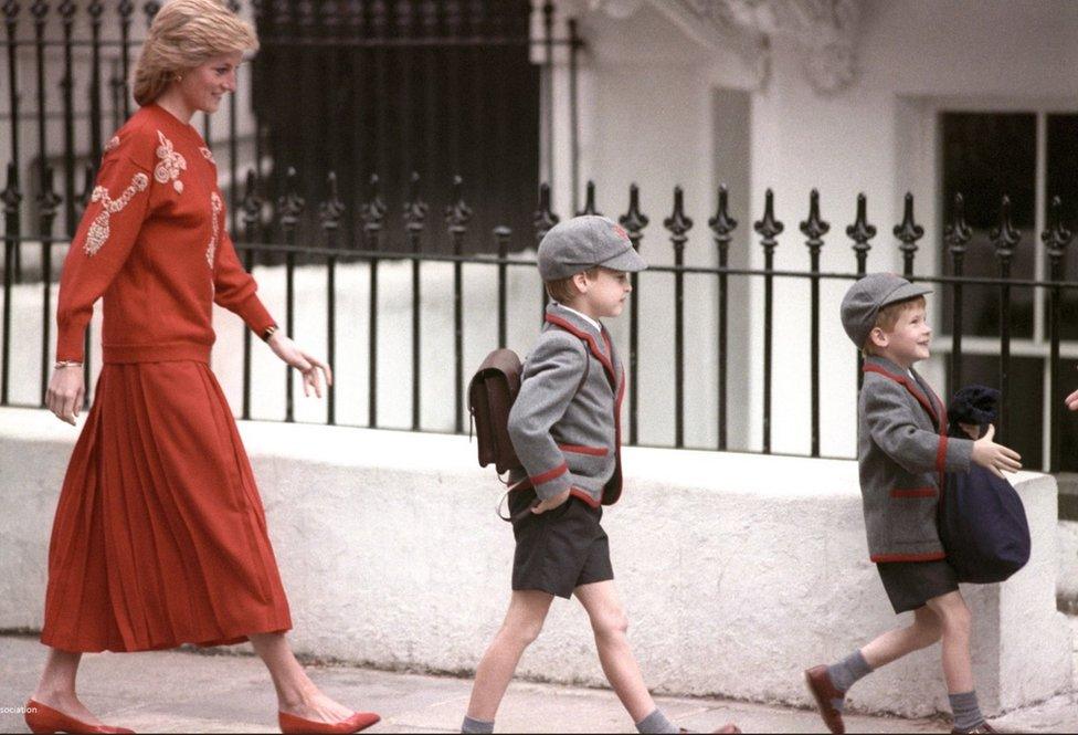 Kensington Palace has tweeted archive photos of Prince Harry and his brother on their first days at school