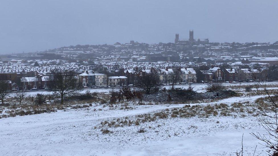 Lincoln in the snow