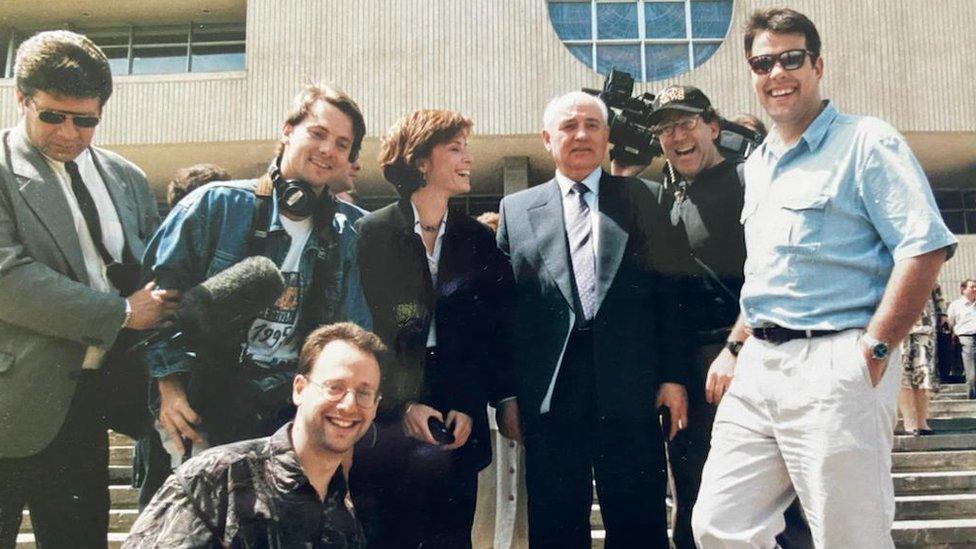 Mikhail Gorbachev with Steve Rosenberg and his team