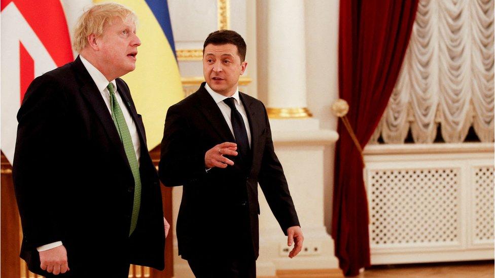 Boris Johnson met Volodymyr Zelensky in Kyiv on 1 February 2022