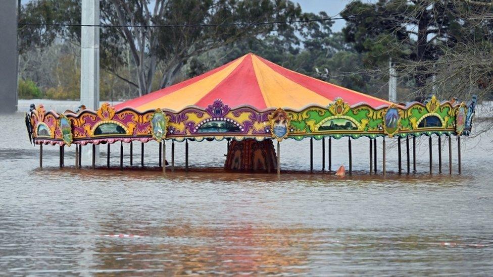 carousel in flooded water