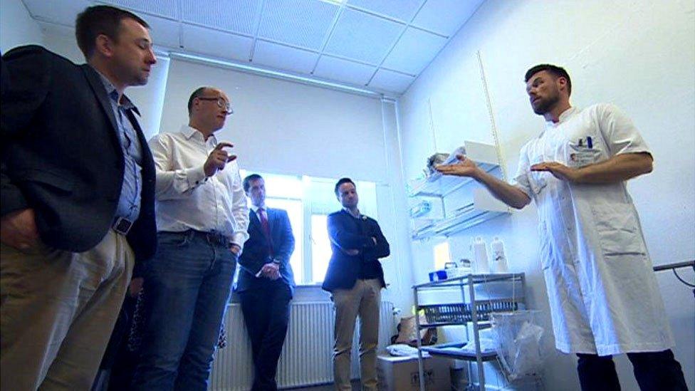 Health experts from Wales being shown a diagnosis centre in Aarhus, Denmark