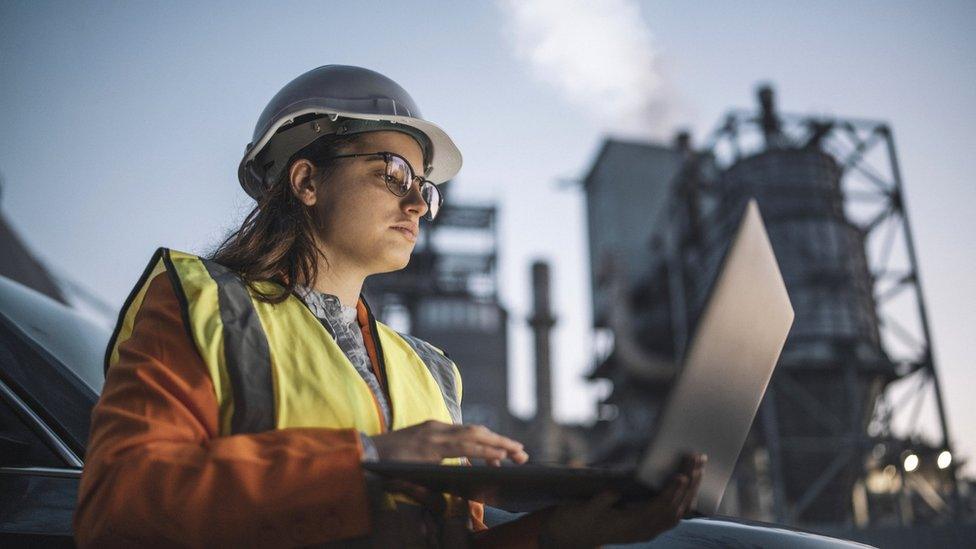 Engineer working on a laptop