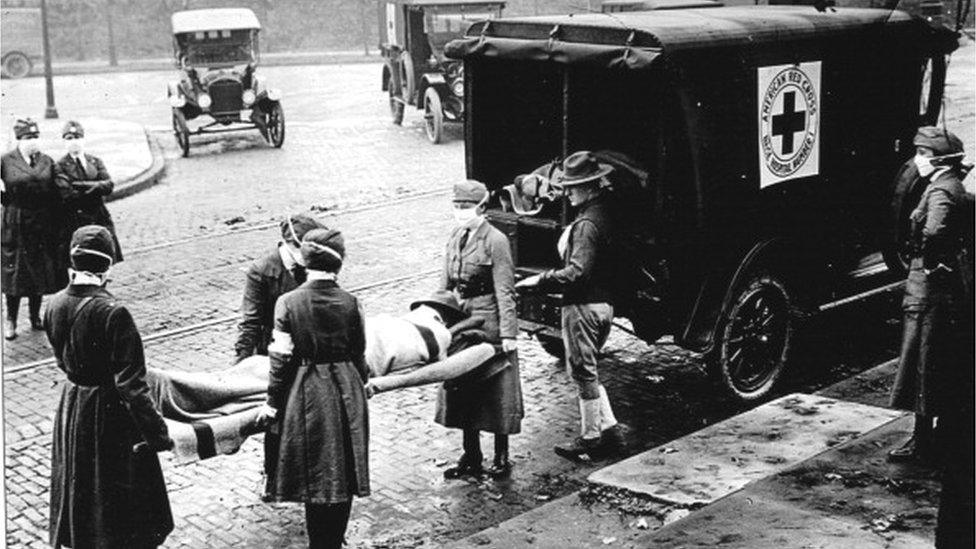 An ambulance in St Louis, Missouri, in 1918