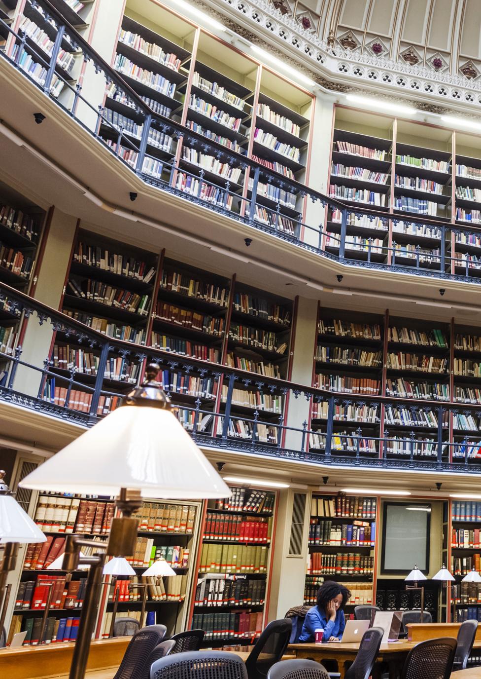 A student in the Maughan Library at King's College