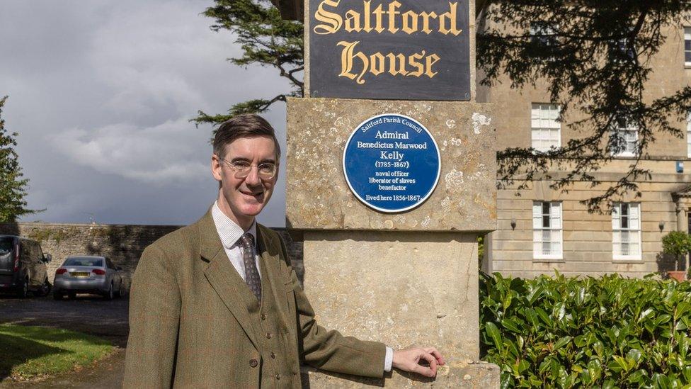 Jacob Rees-Mogg outside Saltford House