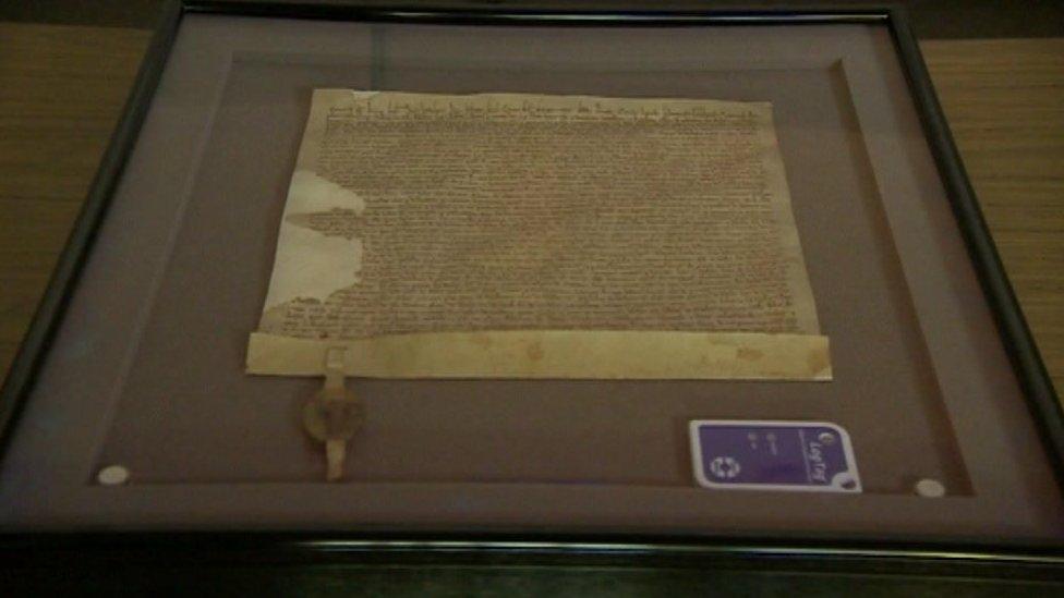 Copy of original charter housed at Lincoln Castle