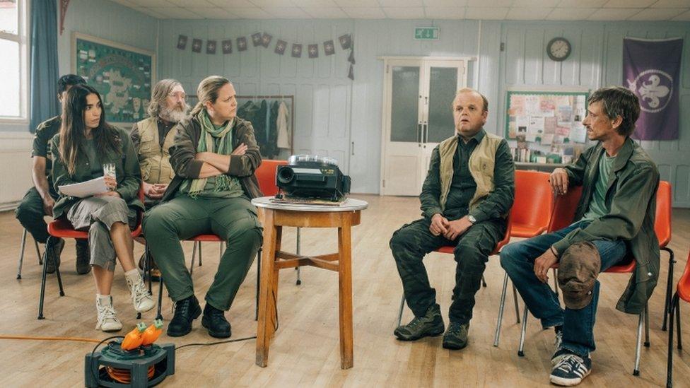 Cast of Detectorists inside St Michael's Rooms