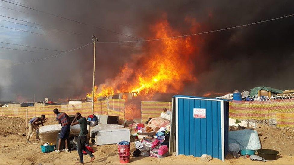 A fire rips through South Africa's Alexandra Neighbourhood.