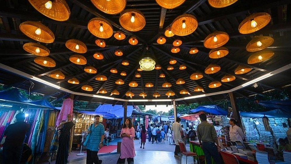 A view of revamped Delhi Haat Market ahead of G20 Summit at INA, on August 30, 2023 in New Delhi, India. In preparation for the upcoming G20 Summit scheduled for September 9 and 10, the capital city is actively getting ready to host the event.