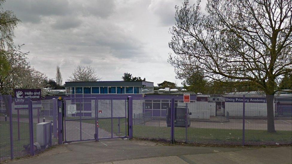 A Google Maps image of the outside of Unity Primary School, Hickory Avenue, Colchester