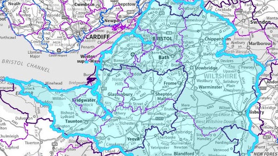 Map highlighting the areas affected by drought