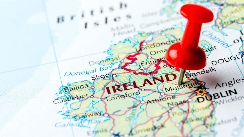 Map of Ireland shown with a pin in it