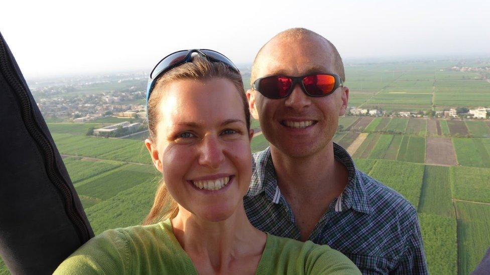 Esther and Dan in a hot air balloon