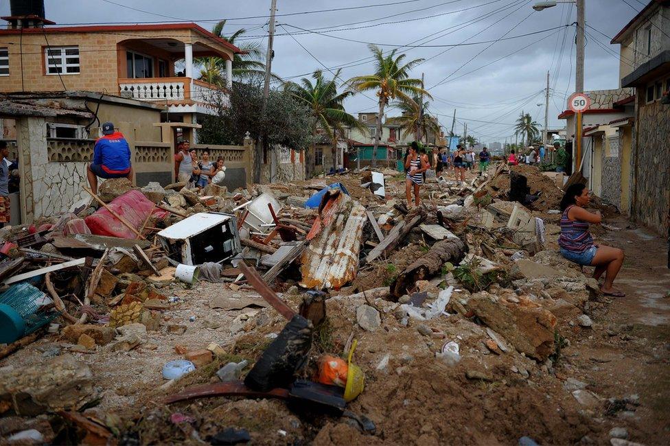 View of damage after the passage of Hurricane Irma, in Cojimar neighbourhood in Havana, 10 September