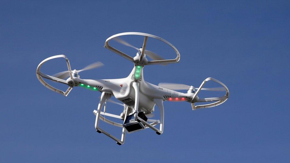 A drone flies at the International Consumer Electronics Show in Las Vegas on 8 January 2014