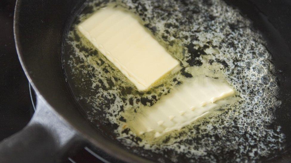 Butter frying in a pan