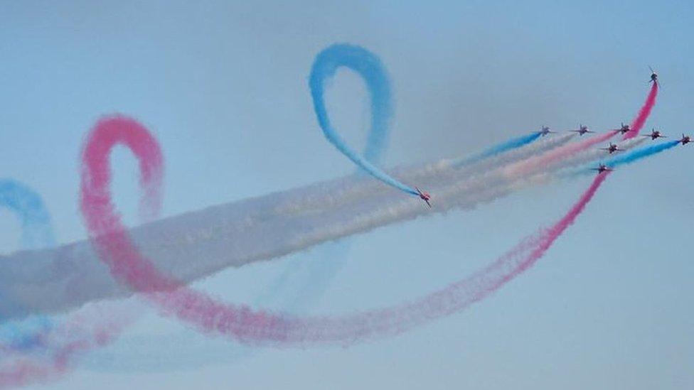 The Red Arrows wowed crowds watching from the beaches in the sunshine in Swansea