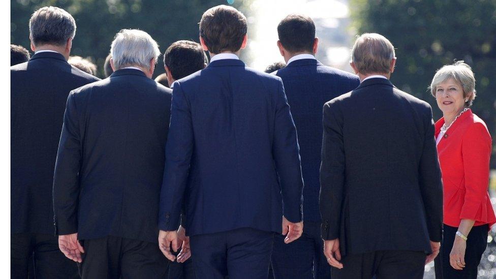 EU leaders and Theresa May pose for a photo at the informal leaders summit in September