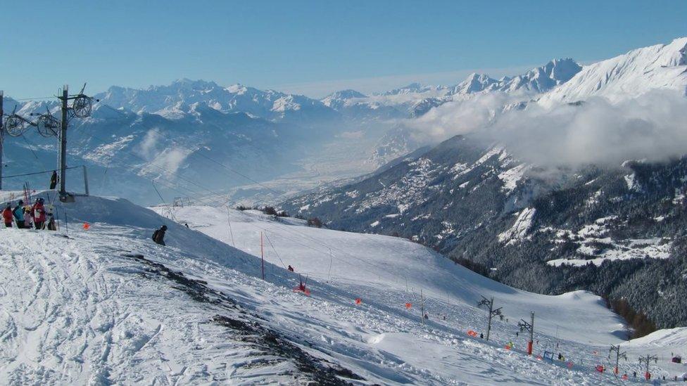 Crans-Montana Skistation - stock photo