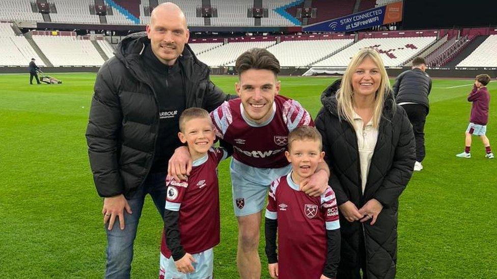 West Ham Fan s Dream Pitch Walk out With Declan Rice BBC News
