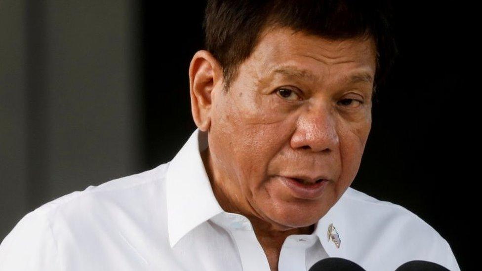 Philippine President Rodrigo Duterte speaks at Villamor Air Base