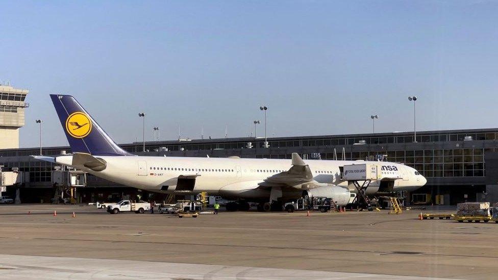 A Lufthansa Airbus A330-343 seen at gate at Dulles Washington International airport (IAD) in Dulles, Virginia on March 12, 2021