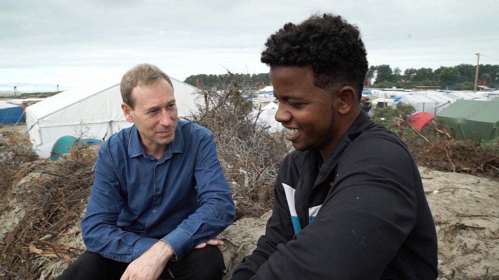 Richard Galpin and Tito at the Calais camp