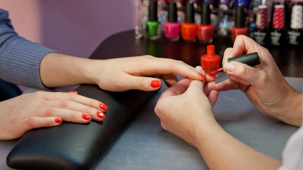 Nails done at a salon