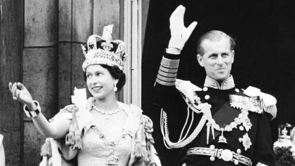 Queen Elizabeth II with Prince Philip after her coronation in 1953