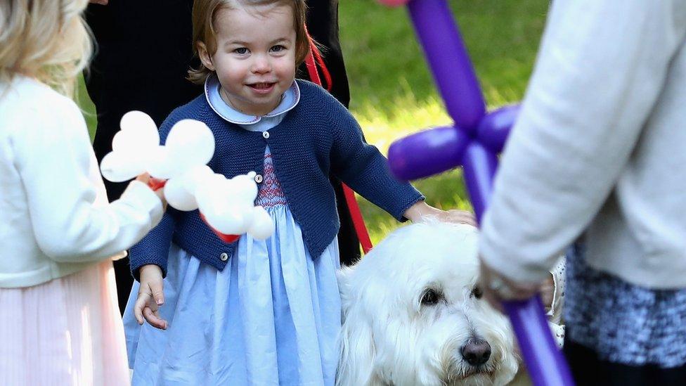 Princess Charlotte petting a dog