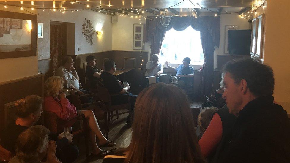 People at the meeting at the Crown Tavern in Llandegla