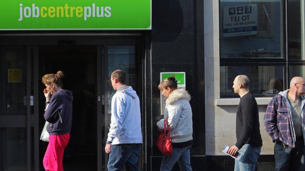 People outside a job centre