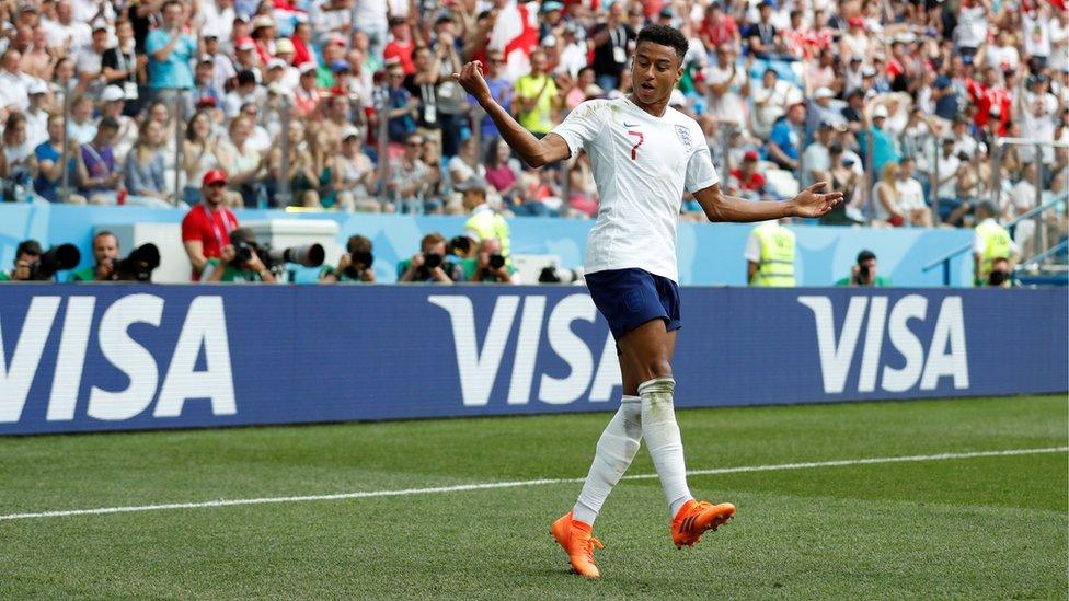 England's Jesse Lingard celebrates scoring