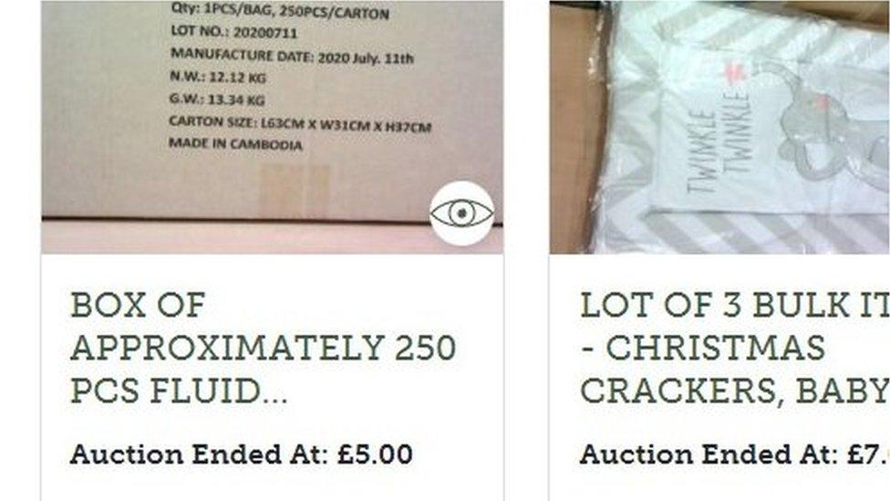 Online auction listing