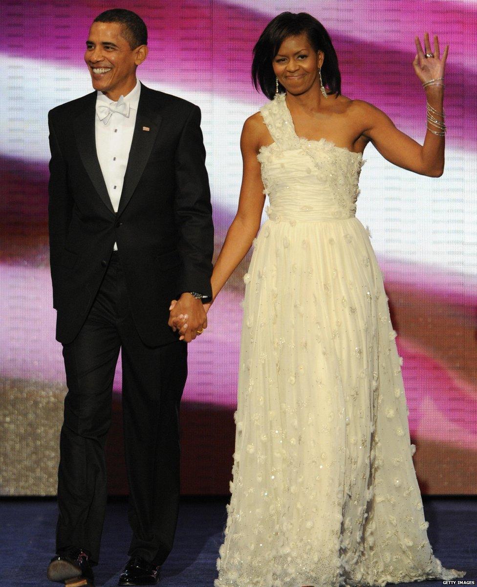 Michelle and Barack Obama at the Inauguration Ball, 2009