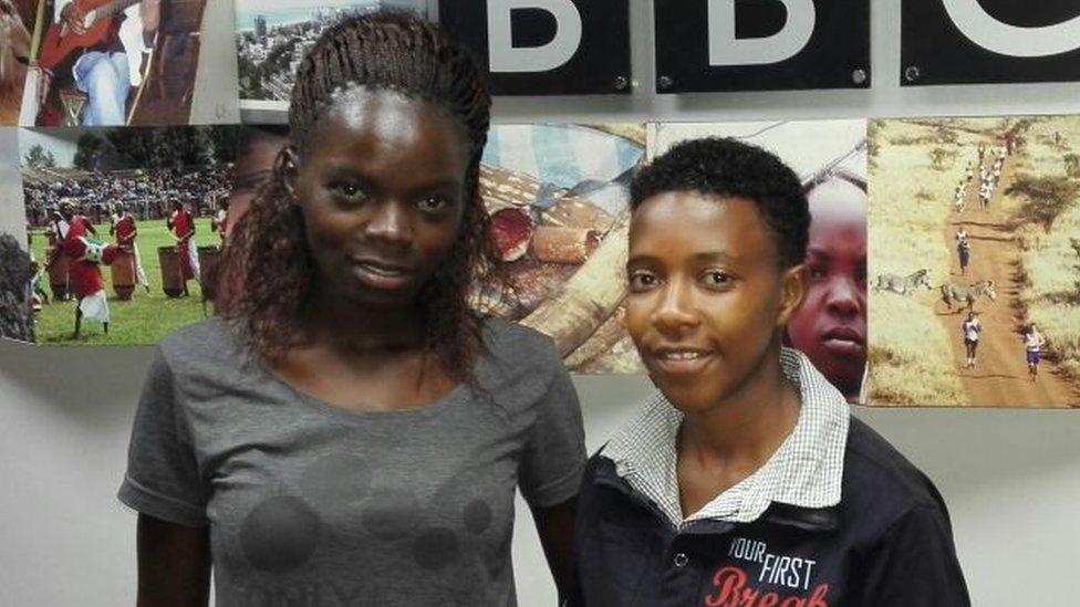 Kenya midfielder Christine Nafula with Kenya captain Mary Kinuthia