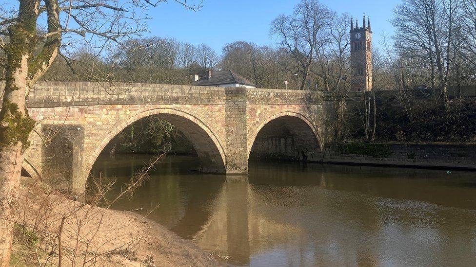 Ringley Old Bridge on the River Irwell in Bolton