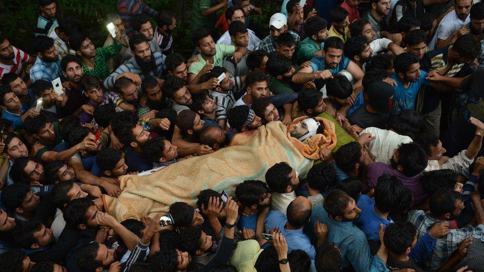 Crowds at Burhan Wani's funeral