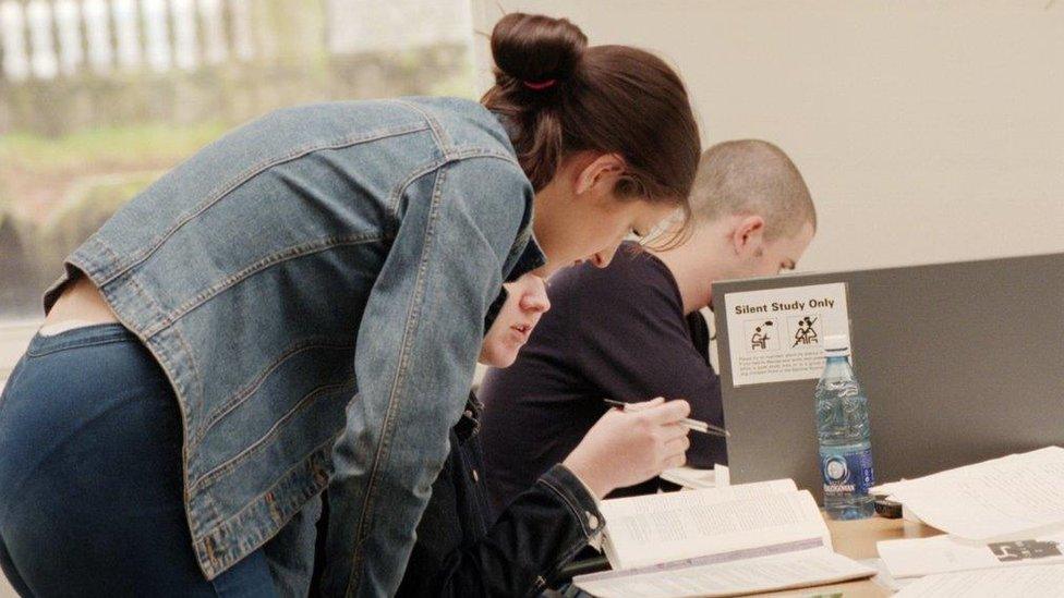 Students in library