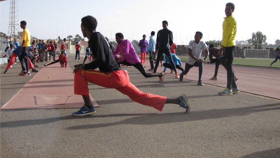 Early morning training in a stadium in the capital Asmara