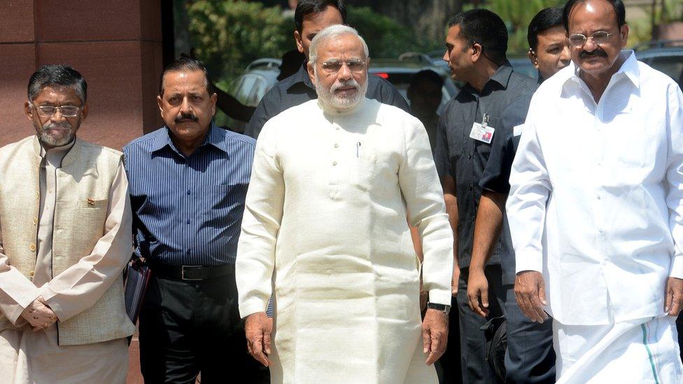 Prime Minister Narendra Modi going for a parliament session