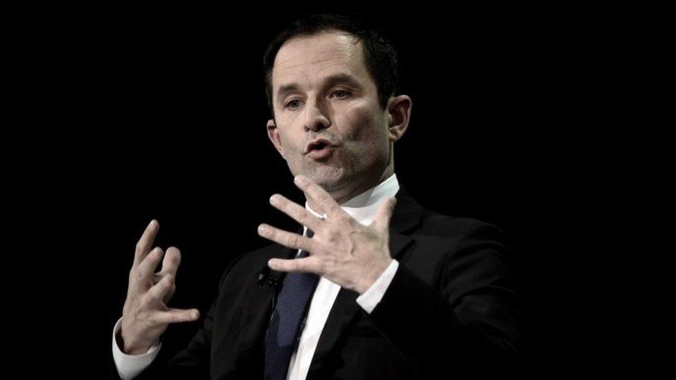 Socialist candidate Benoit Hamon speaks at a meeting in Brest, France. Photo: 1 March 2017