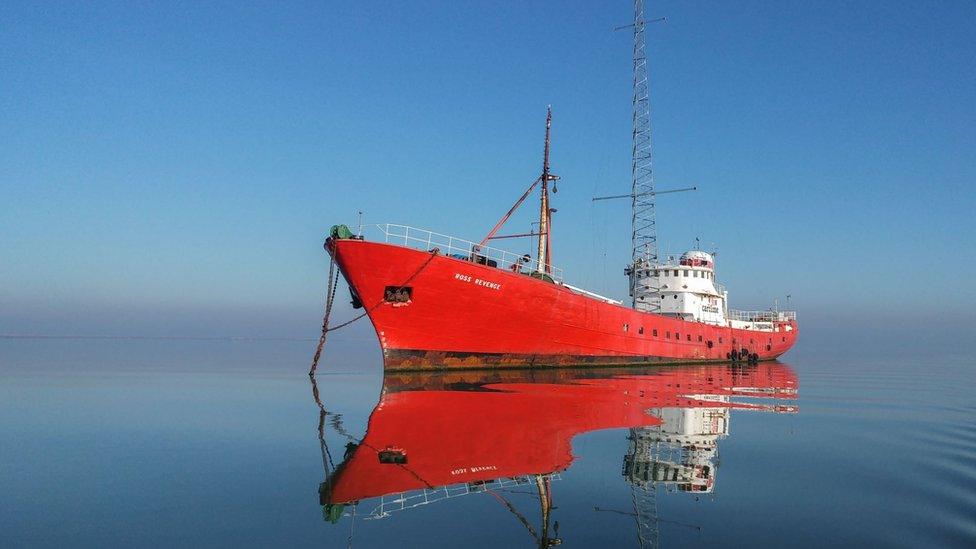 Radio Caroline moored in Bradwell on Sea