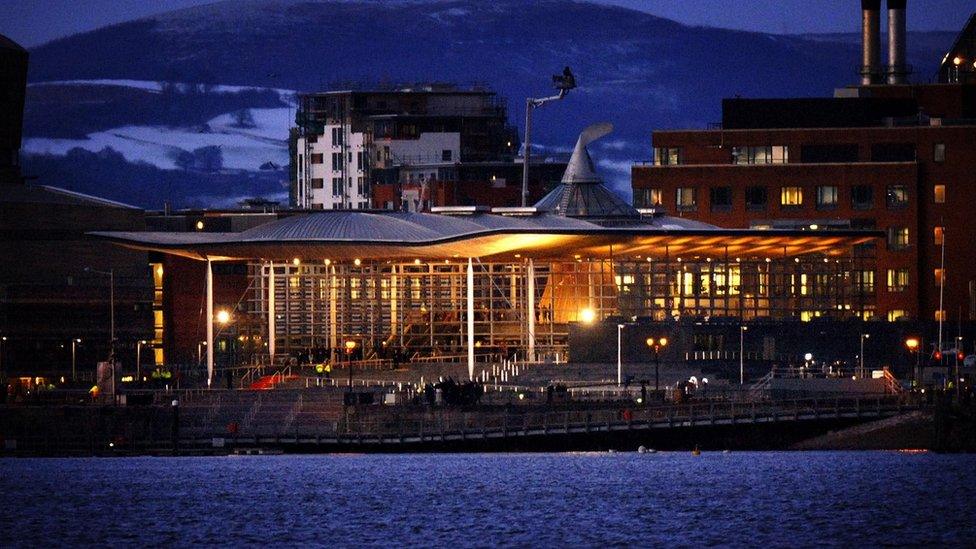 The Welsh Assembly building in Cardiff Bay