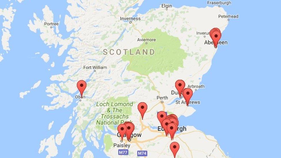 map showing where female scientists are working