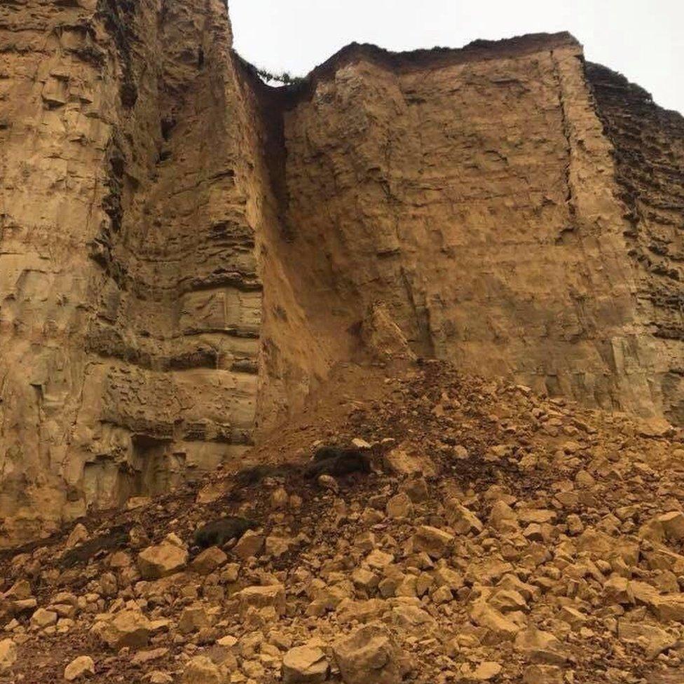 Cliff fall at West Bay