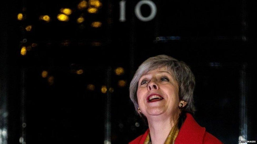 Theresa May at the switching-on of the Downing Street Christmas tree