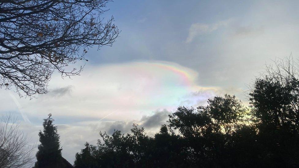 Rainbow cloud in Hale Barns